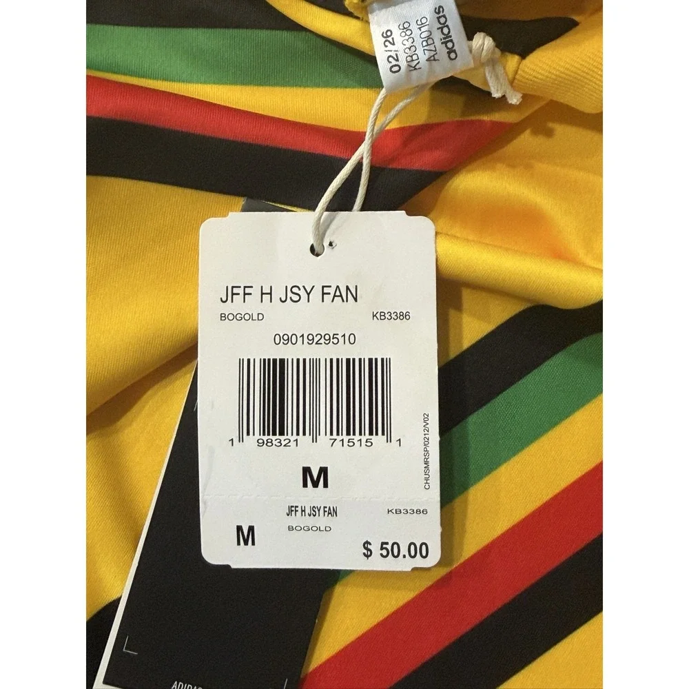 adidas Jamaica JFF Bob Marley Soccer Jersey KB3386 Mens M Yellow Slim Fit NEW